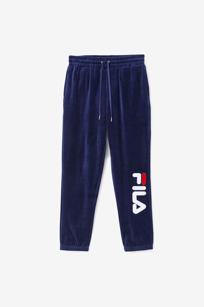 Fila Pants Mansur Velour Mens Navy - India KDM-936815